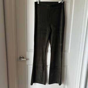 NWT- Aerie Ribbed Velvet Olive Flare Pants
